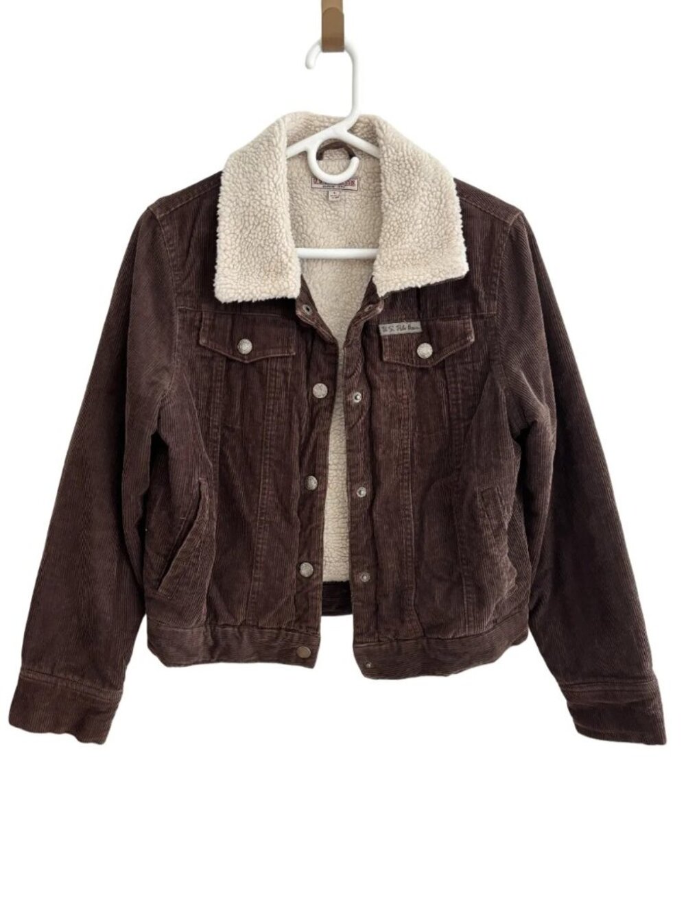 US POLO ASSN Brown Corduroy Sherpa Lined Trucker Jacket BOYS L 10/12